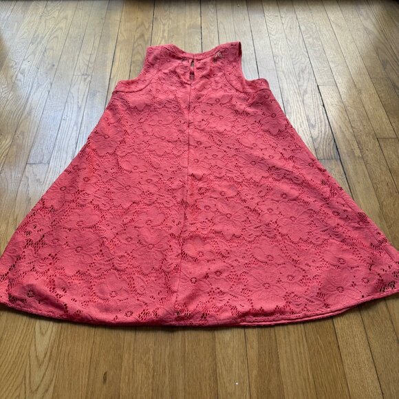 Donna Morgan Size 6 Coral Pink Sleeveless Tent Lace Overlay Trapeze Mini Dress - Picture 13 of 15